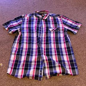 Blue white pink button up large